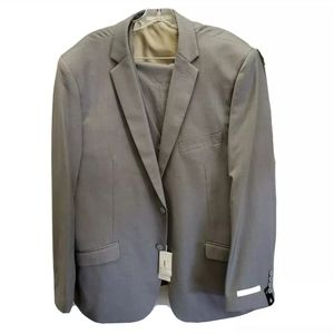 Fino Uomo Mens Slim Fit Suit 3 Piece Gray 48RX42W